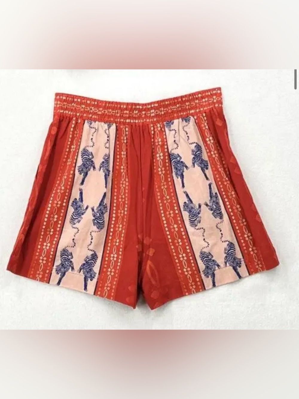 Caroline Constas Rust Red High-Waist Shorts , M
